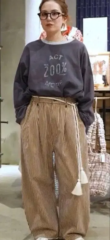 니코앤드 make staff25 포와토 마린 턱 팬츠 브라운 L