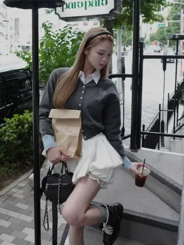 Darich 포인트 컬러 니트 가디건 C-GRY