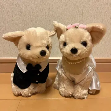 결혼식용 페어 봉제 인형 턱시도와 드레스