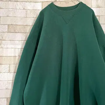 러셀 USA제 맨투맨 무지 자수 속기모 그린 XL