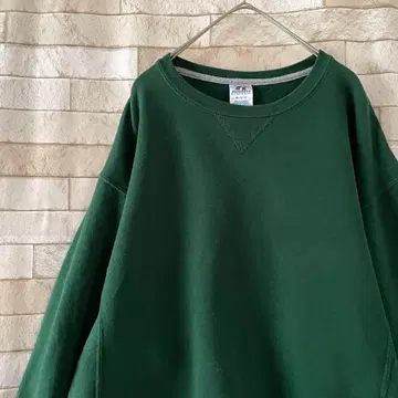 러셀 맨투맨 무지 자수 속기모 그린 M