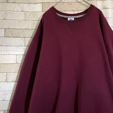 러셀 맨투맨 무지 자수 속기모 보르도 XL