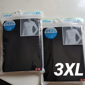 유니클로 AIRism UV컷 크루넥 T셔츠 3XL 블랙 2장 실크