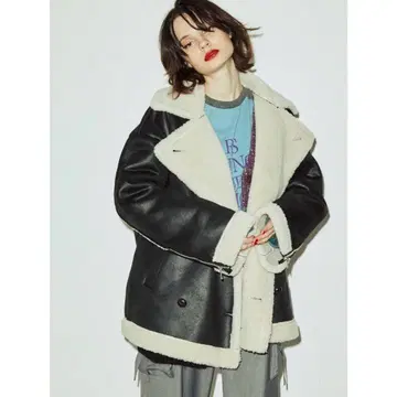 jouetie 가죽 무스탕 라이더 자켓