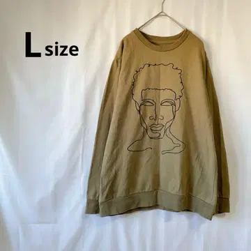 얼굴 라인 아트 베이지 맨투맨 [ L ]