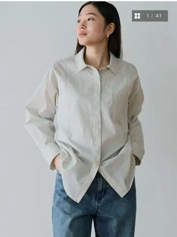 crewre 스트라이프 패널 심 셔츠