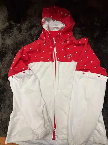 callaway 여성용 레인 자켓 별 패턴 빨간색/화이트