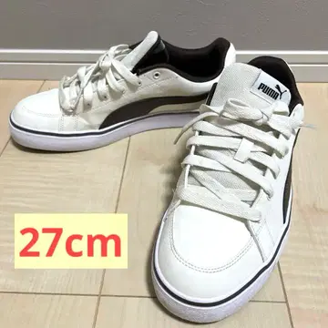 새상품급 PUMA 화이트 브라운 스니커즈 남성용 27cm