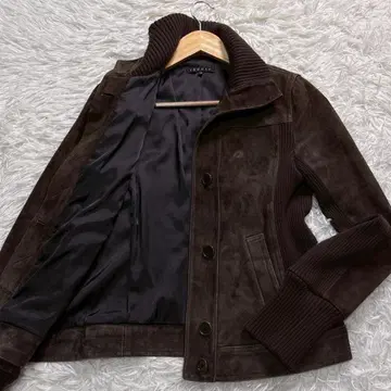 Theory 다크 브라운 스웨이드 자켓 M 상당 2 브라운 지퍼