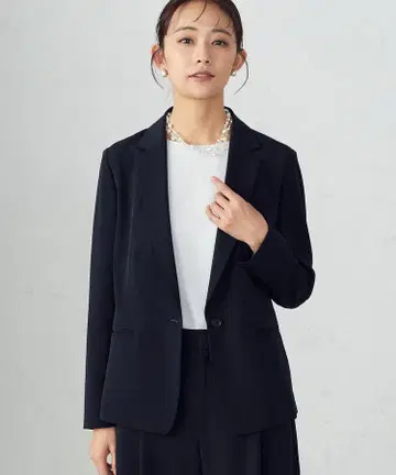 COMME CA ISM 워셔블 폴리에스테르 트윌 테일러드 자켓