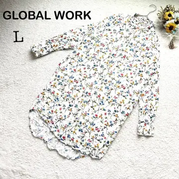 [ GLOBAL WORK ] 셔츠 원피스 롱 기장 꽃무늬 L