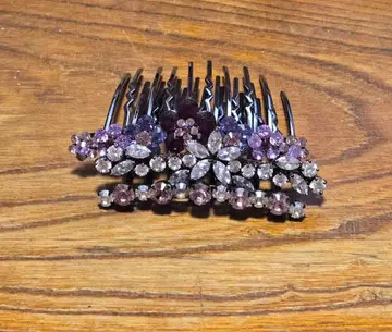 올림머리 빗 꽃 모티브 머리 장식 3개 세트 보라색 계열 리틀문 네일샵