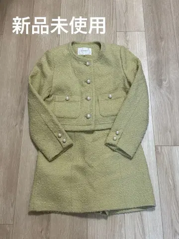 미사용 새상품 Rirandture 트위드 셋업 펄 버튼 S