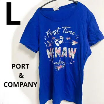PORT & COMPANY 파랑 프린트 T셔츠 L 여성용