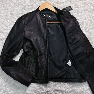 UNITED ARROWS 블랙 가죽 싱글 라이더 자켓 36 S~M