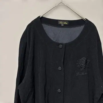 Lake Alster 장미 자수 스트레치 가디건 (M~L) 블랙