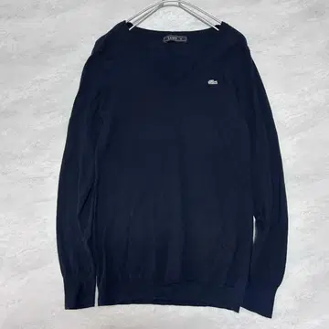 라코스테 실크 혼방 V넥 니트 네이비 화이트 와니 사이즈 42