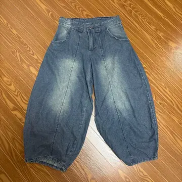 벌룬 실루엣 와이드 데님 팬츠