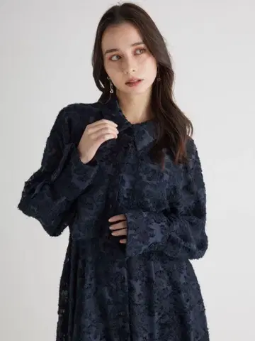 rienda 리엔다 크롭 SH SET 베어 OP 원피스 네이비