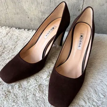 다이애나 펌프스 청키힐 브라운 스웨이드 25cm