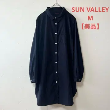 SUNVALLEY 긴팔 셔츠 블라우스 M 선밸리 쁘띠 칼라 네이비