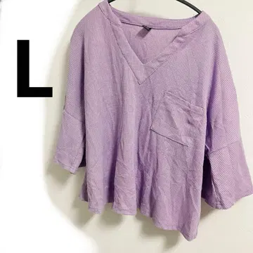 SHEIN 퍼플 V넥 T셔츠 L 사이즈 여성용