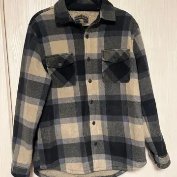 플리스 플란넬 셔츠 블랙과 베이지 체크 무늬