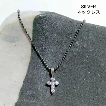 레어 Italy SILVER 크로스 십자가 큐빅 목걸이