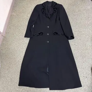 수입 로싸 42 블랙 프릴 롱 코트