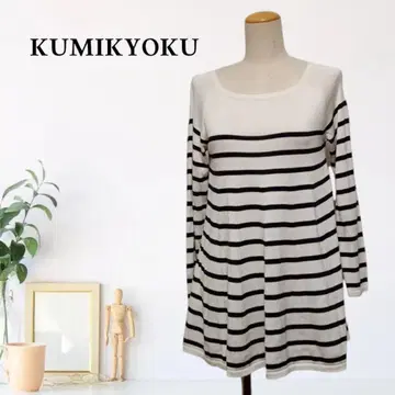 zB769 [ M ] KUMIKYOKU 튜닉 보더 래글런 슬리브