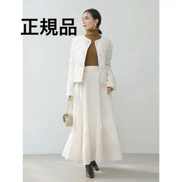 anuans 샤이니 시어 새틴 플레어 스커트 IVORY