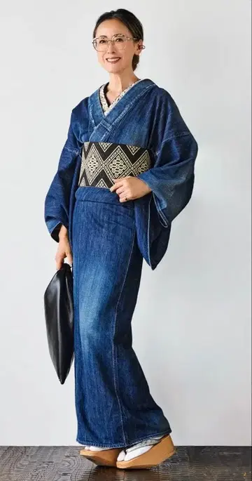 미사용 카푸키 kapuki 데님 기모노 1yr S 사이즈