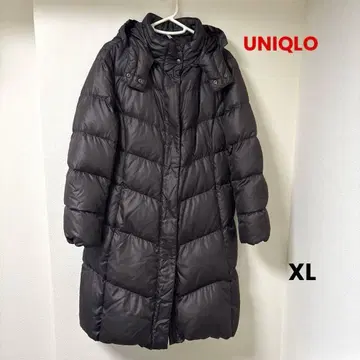 유니클로 다운 롱 코트 후드 부착 다크 브라운