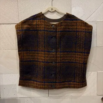 SUN VALLEY 울 혼방 기모 체크 무늬 베스트 2WAY 미사용품