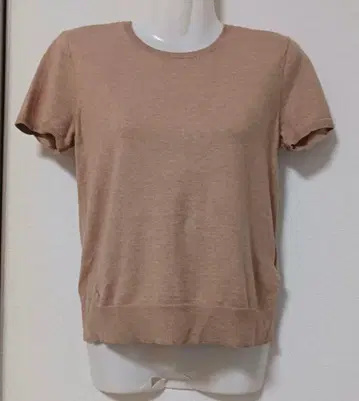 랄프 로렌 베이지 반팔 니트 폴로 로고 자수