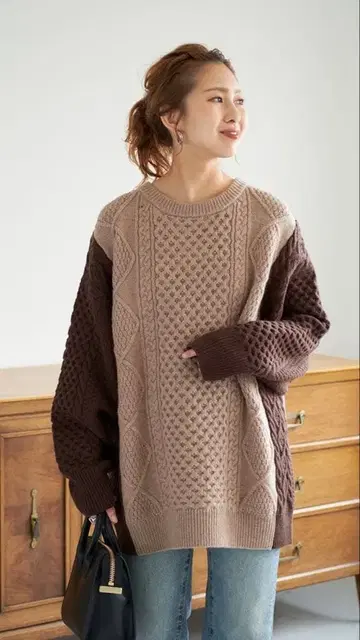 Spick and span 케이블 컬러 블록 니트 미사용 새상품