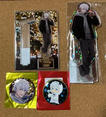 주술회전 말큐브 고죠 사토루 아크릴 스탠드 캔뱃지 4개 세트