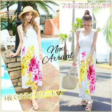 엘레강스 플라워 맥시 원피스 엘레후라 꽃무늬 레이디 리조트