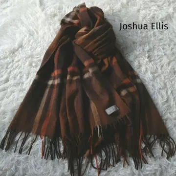 조슈아 에리스 대형 체크 캐시미어 100% 브라운 계열 오렌지 계열