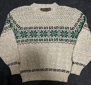 80s USA제 Eddie bauer 눈꽃 패턴 울 스웨터