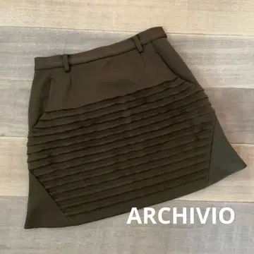 새상품급 archivio 알치비오 프릴 라인 스트레치 스커트 올리브 40