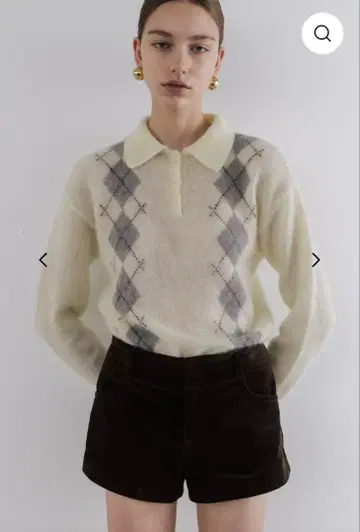 the toe / 마리엔 아가일 니트 화이트 S 완판템