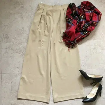 시너리 SHENERY 투 턱 와이드 팬츠 36 베이지 루즈핏