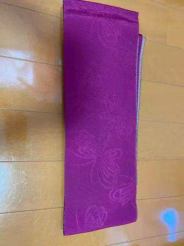 보라색 반폭 오비 꽃 무늬 유카타 야마토 기모노