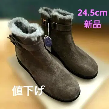 [ 발수 가공 ] HIROKO KOSHINO 퍼 달린 숏부츠 24.5cm