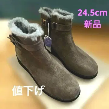 [ 발수 가공 ] HIROKO KOSHINO 퍼 달린 숏부츠 24.5cm