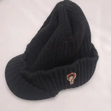 위어드 블랙 리브 편직 니트 모자 앞 챙 포함