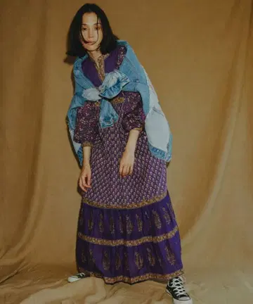 Freada/프리다 퀼트 스티치 핸드스크린 원피스