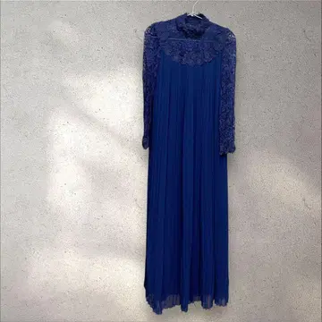 네이비 블루 레이스 긴팔 롱 드레스 브라이덜 포멀