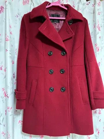 BOCSH 빨간색 더블 브레스트 피 코트 사이즈 38